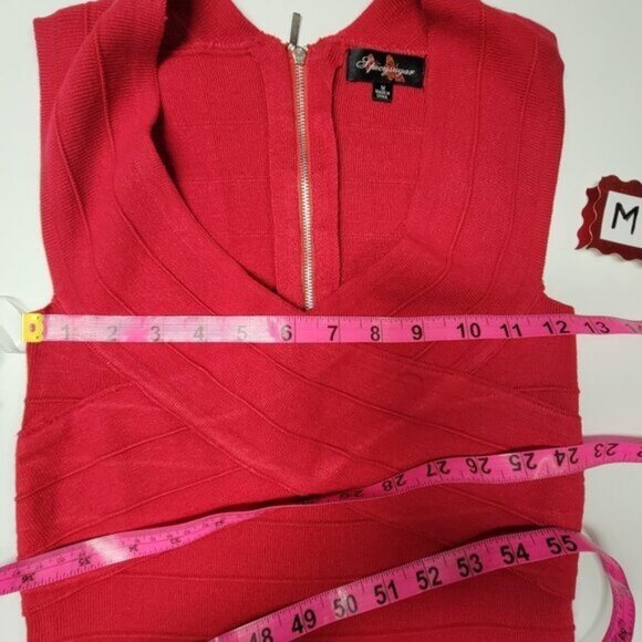 SPICY sugar body con figure hugging bandage red dress size M size L size XL - - Picture 6 of 12